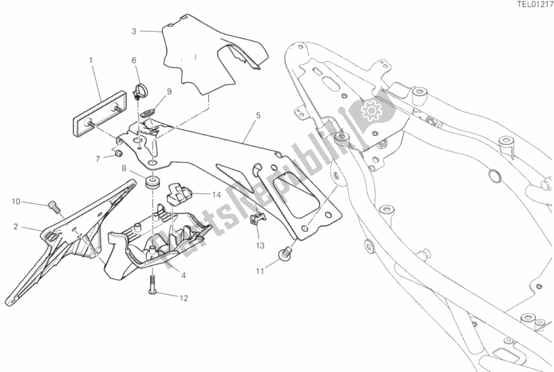 All parts for the Plate Holder of the Ducati Hypermotard 950 Thailand 2019